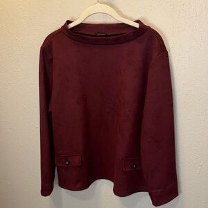 Elegant Ann Taylor Burgundy Wine Top Faux Suede Women's Size XL